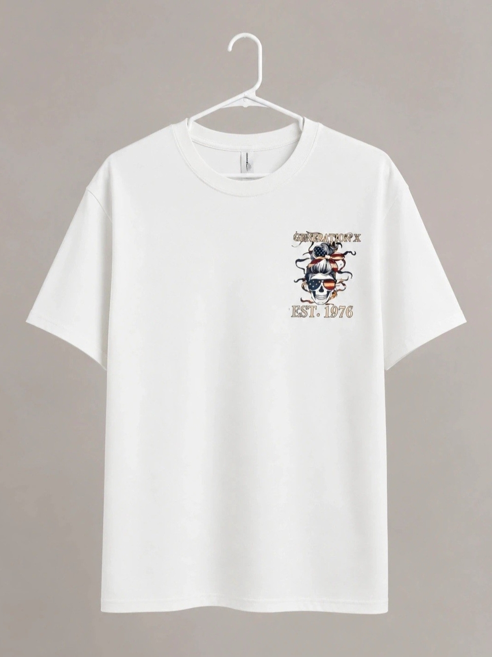 Men's White Short-Sleeve Graphic Crewneck T-Shirt